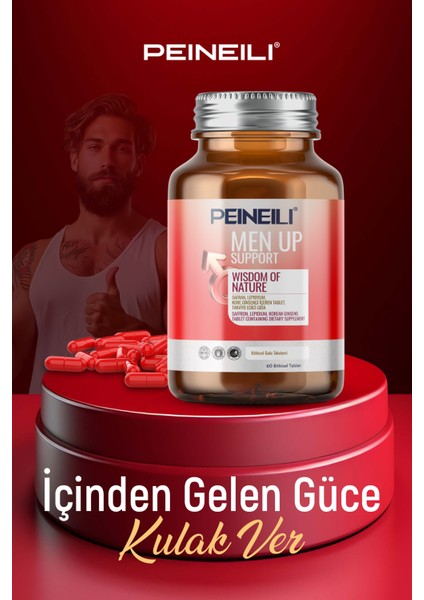 Men Up Support Safran Lepidyum Kore Ginsengi Içeren Takviye Edici Gıda 60 Tablet
