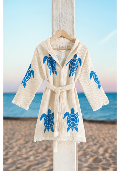 %100 Organik, El Işçiliği Taş Baskı Garson Boy Bornozu - Caretta