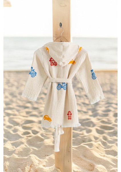 %100 Organik, El Işçiliği Taş Baskı Çocuk Bornozu - Trafik fiyatları