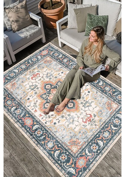 Gösterişli Oriental Desen Halı Modern Evler Için Doğal Tonlarda Çiçek Desenli Vintage indirimleri