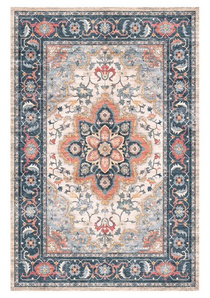 Gösterişli Oriental Desen Halı Modern Evler Için Doğal Tonlarda Çiçek Desenli Vintage