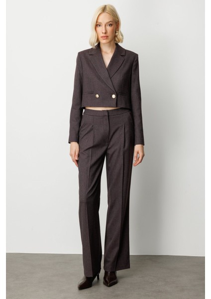 Simli Kumaş Wide Leg Pantolon Bordo 05171 fiyatları