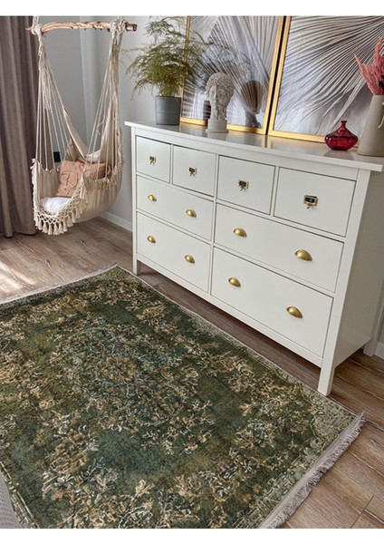 Yeşil Tonlarında Klasik Vintage Modeli Pamuk Dokuma Saçaklı Yakanabil modelleri