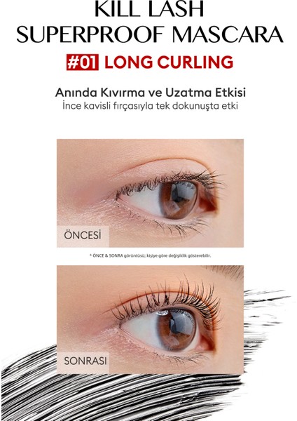 Kalıcı, Uzun, Kıvrık Kirpik Etkisi Veren Maskara CLIO Kill Lash Superproof Mascara (01 Long Curling) fiyatları