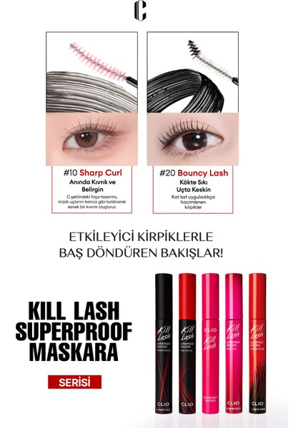 Kalıcı, Uzun, Kıvrık Kirpik Etkisi Veren Maskara CLIO Kill Lash Superproof Mascara (01 Long Curling) fırsatları