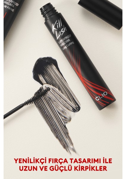 Kalıcı, Uzun, Kıvrık Kirpik Etkisi Veren Maskara CLIO Kill Lash Superproof Mascara (01 Long Curling)