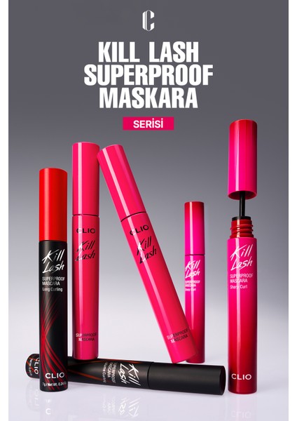 Kalıcı, Uzun, Kıvrık Kirpik Etkisi Veren Maskara CLIO Kill Lash Superproof Mascara (01 Long Curling)