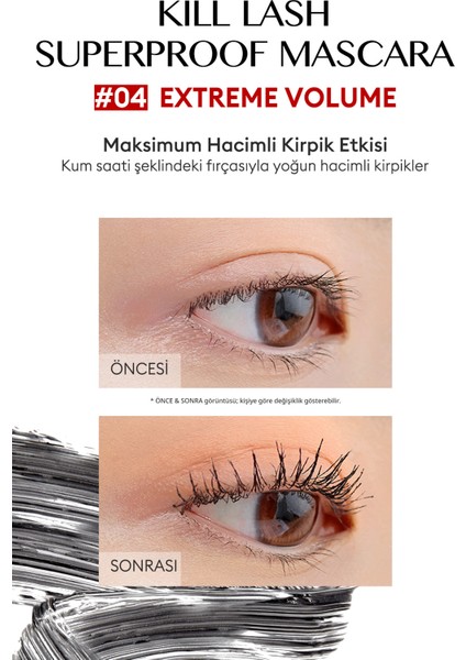 Maksimum Hacim Veren Maskara CLIO Kill Lash Superproof Mascara (04 Extreme Volume) fiyatları
