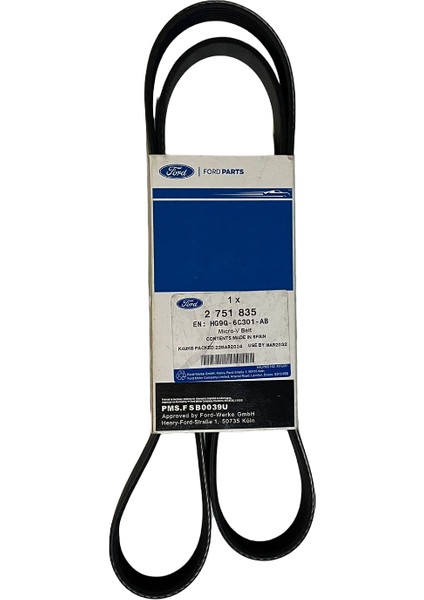 Ford Transit V363 2.0 Ecoblue Panther 2018> Kanallı V Kayışı Orijinal | Fomoco HG9Q 6C301 Ab