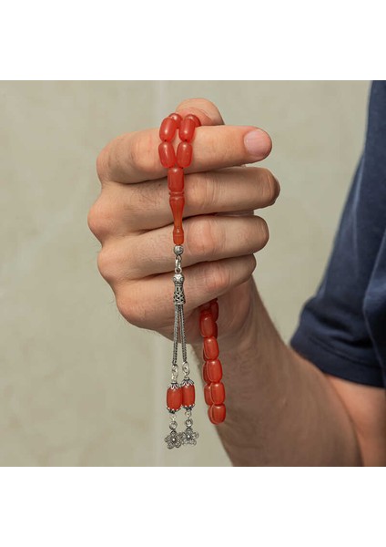 Gümüş Püsküllü Kapsül Kesim Sıkma Kehribar Tesbih (BC-6C2F76) fırsatları