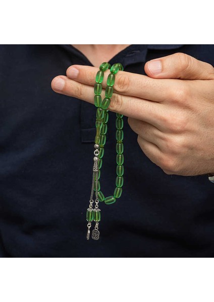 Gümüş Püsküllü Kapsül Kesim Sıkma Kehribar Tesbih (BC-6C2F76) fırsatları