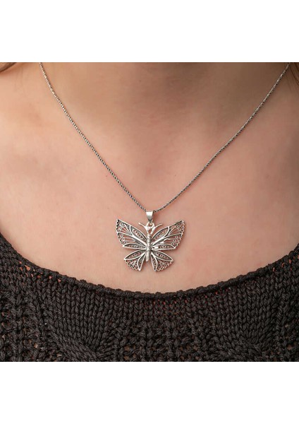 Gümüş Telkari Kelebek Kadın Kolye (BC-A5429B) fırsatları