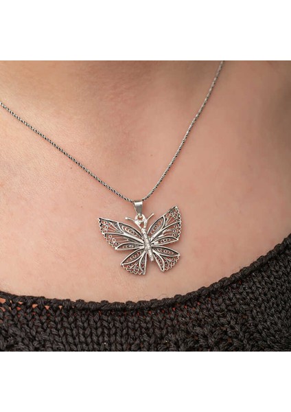 Gümüş Telkari Kelebek Kadın Kolye (BC-A5429B) indirimleri