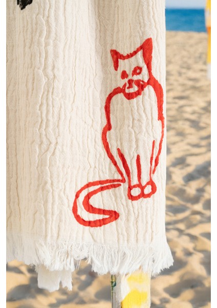 %100 Organik, El Işçiliği Taş Baskı Garson Boy Bornozu - Pisi modelleri