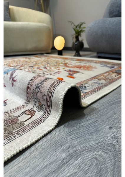 Mercan ve Ağaç Desenli Yumuşak Dokulu, Pamuk Taban, Yatak Odası & Salon Halısı MARS274
