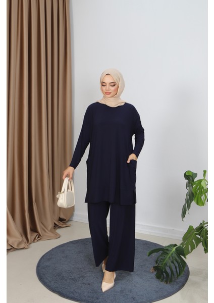 Yanları Cepli Sandy Pantolonlu Takım