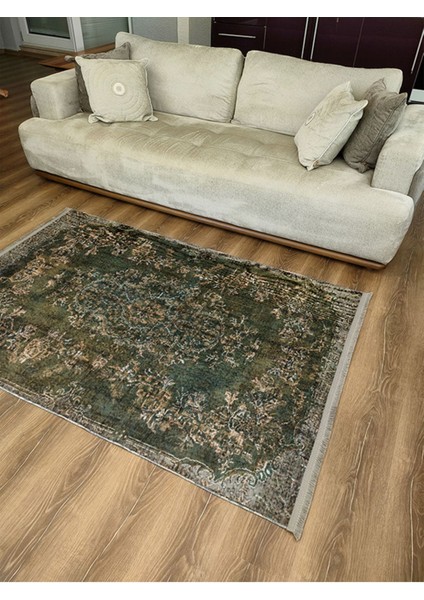 Yeşil Tonlarında Klasik Vintage Modeli Pamuk Dokuma Saçaklı Yakanabil indirimleri