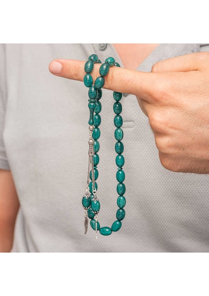 Gümüş Püsküllü Sıkma Kehribar Tesbih (BC-AD5C38) fiyatları