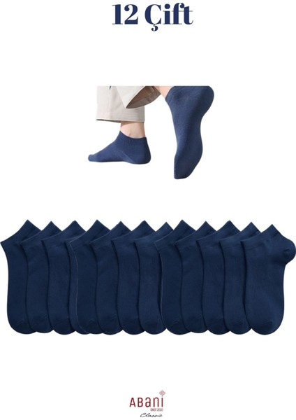 12 Çift Patik Erkek Bambu Kısa Çorap Lacivert