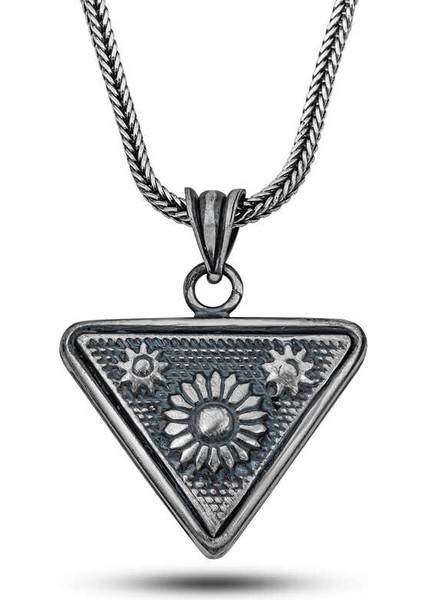 Gümüş Güneş Motifli Cevşen Kolye (BC-AA14B9)