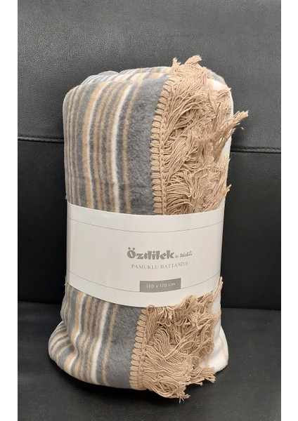 Pamuklu Dizüstü Tv Battaniye (130X170)-STRIPED Camel fiyatları