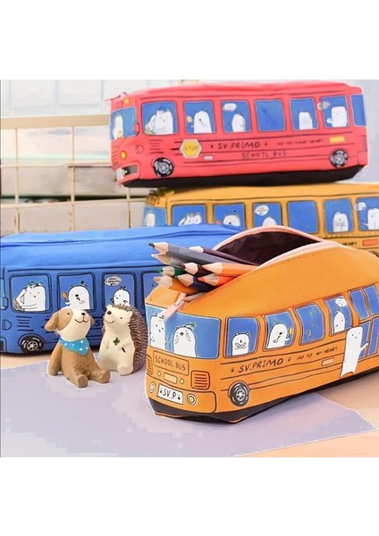 1 Adet / Otobüs Kalem Kutusu Kırmızı Büyük Kapasiteli Okul Otobüsü fırsatları