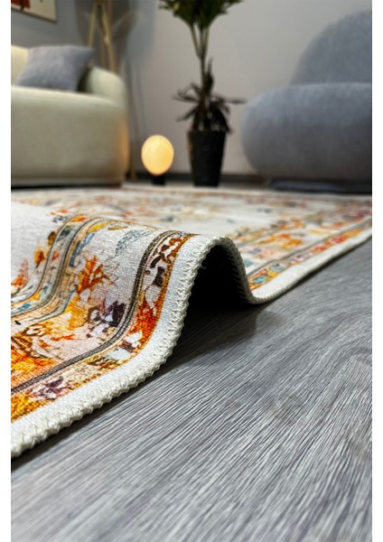 Mercan ve Ağaç Desenli Yumuşak Dokulu, Pamuk Taban, Yatak Odası & Salon Halısı MARS276 fırsatları