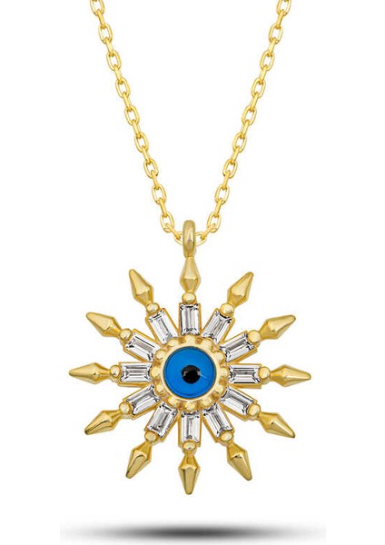Gümüş Gold Koruyucu Göz Güneş Kadın Kolye (BC-672A63)