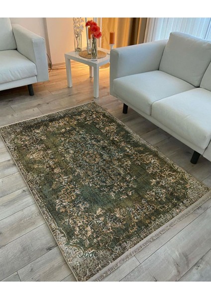 Yeşil Tonlarında Klasik Vintage Modeli Pamuk Dokuma Saçaklı Yakanabil fırsatları