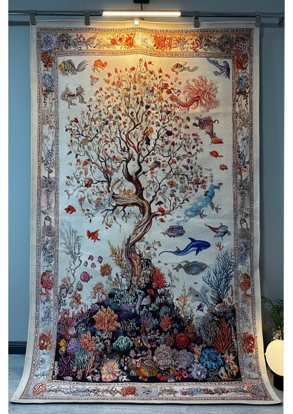 Mercan ve Ağaç Desenli Yumuşak Dokulu, Pamuk Taban, Yatak Odası & Salon Halısı MARS274