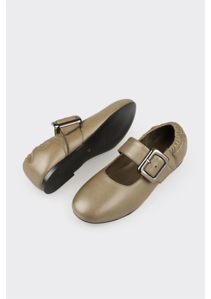 Haki Deri Kadın Günlük Ayakkabı modelleri