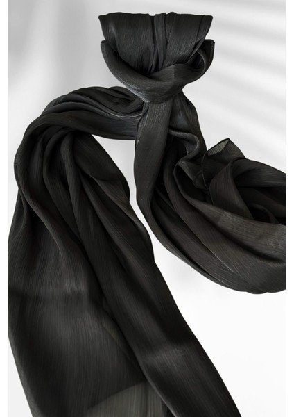 Saten Dokulu Janjan Abiye Şal Siyah