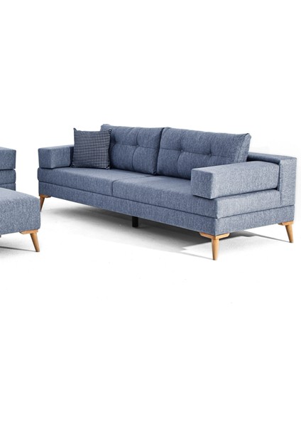 Zeri Modüler Yataklı Koltuk Takımı & 2 Adet Üçlü Kanepe & Puflu Köşe Takımı (3+3) - Mavi - 119 fiyatları