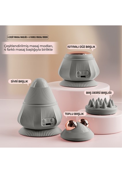 4 Başlıklı Silikon Vücut Masaj Aleti – Şarjlı | 2 Kademe Isıtmalı, 3 Masaj Modlu fiyatları