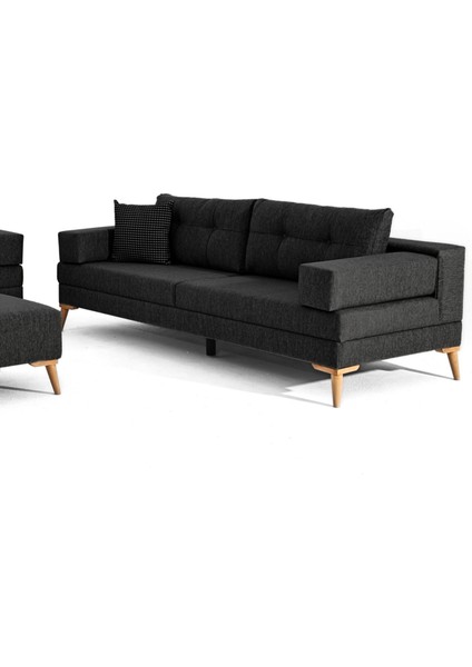 Zeri Modüler Yataklı Koltuk Takımı & 2 Adet Üçlü Kanepe & Puflu Köşe Takımı (3+3) - Siyah - 111 fiyatları