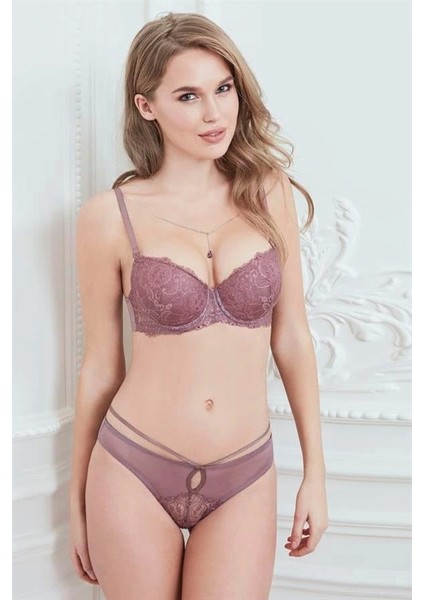 Balenli Destekli Dolgulu Askıları Çıkabilen Yaka Detaylı Çıkabilen Yaka Aksesuarlı Dantelli Sütyen ve Slip Takım fiyatları
