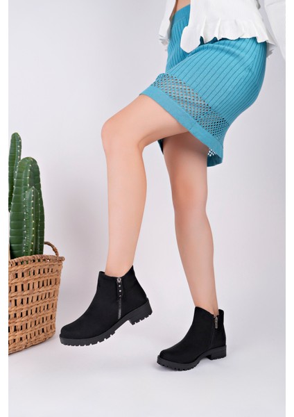 2322 Süet Kısa Boy Fermuarlı Bot