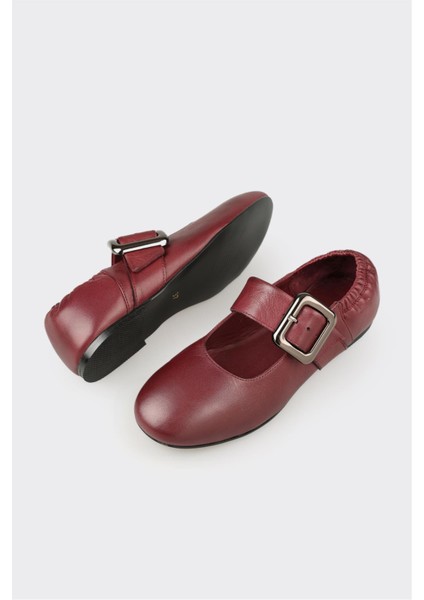 Bordo Deri Kadın Günlük Ayakkabı modelleri