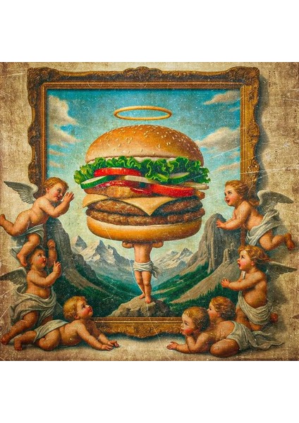 Kutsal Burger Ev Duvar Salon Güzellik Salonu Ofis Dükkan Dekarasyon Kanvas Tablo fiyatları