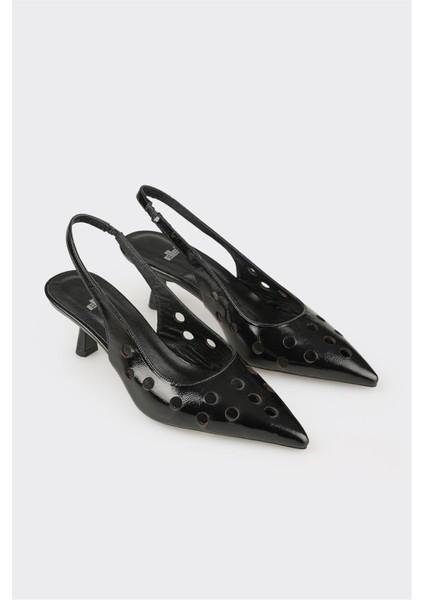 Siyah Deri Kadın Topuklu Ayakkabı fiyatları