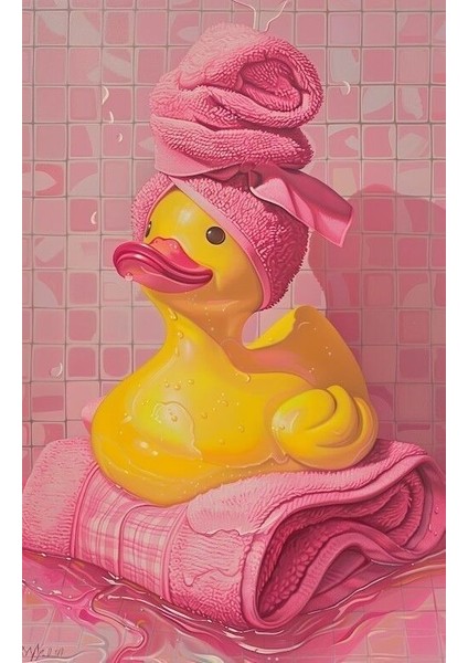 Pembe Havlu ve Oyuncak Ördek Ev Duvar Salon Güzellik Salonu Ofis Dükkan Dekarasyon Kanvas Tablo fiyatları