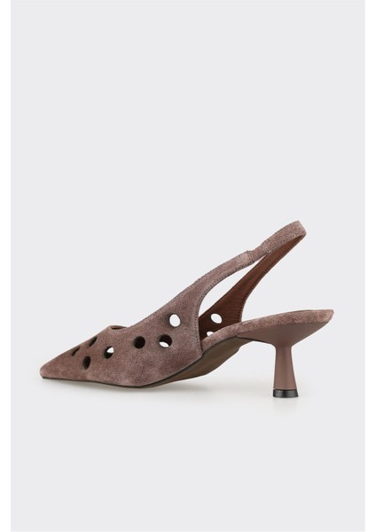 Vizon Deri Kadın Topuklu Ayakkabı modelleri