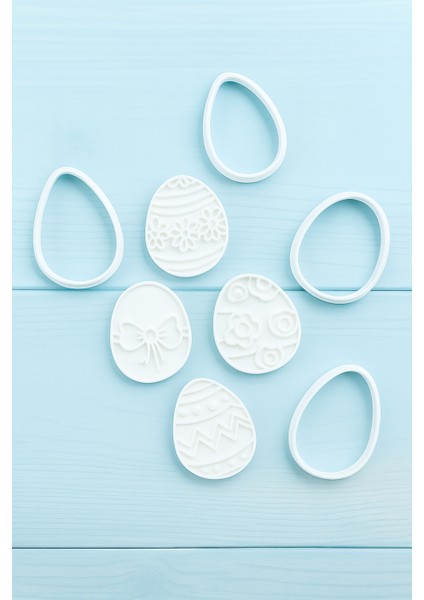 Paskalya Yumurta Desenli Kurabiye Kalıbı Seti – Şeker Hamuru ve Oyun Hamuru Kalıbı 4’lü