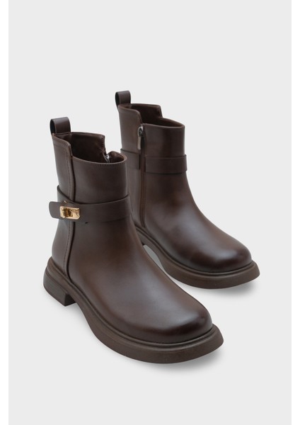 Kadın Tokalı Yandan Fermuarlı Günlük Bot Moley Kahve indirimleri