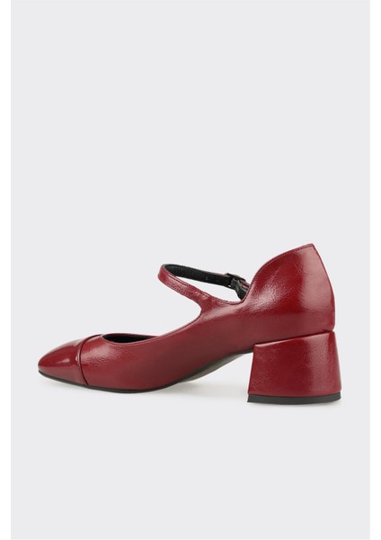 Bordo Kadın Orta Topuk Ayakkabı modelleri