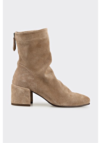 Vizon Deri Kadın Klasik Bot