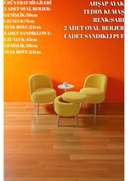 Lorıane Teddy Peluş Berjer ve Puf 3’lü Takım – Salon, Balkon ve Ofis Için Konforlu Çay Seti fiyatları