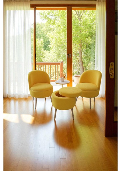 Lorıane Teddy Peluş Berjer ve Puf 3’lü Takım – Salon, Balkon ve Ofis Için Konforlu Çay Seti fırsatları