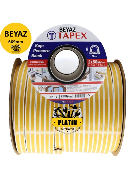 Kapı ve Pencere Izolasyon Bandı - Fitili 50X2 = 100 Metre Beyaz