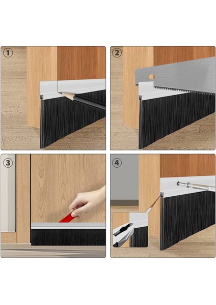 Ayrıntıshop Kapı Alt Fırça Fitil - Alüminyum Kapı Alt Kıl Fırça Süpürgesi- 100CM indirimleri